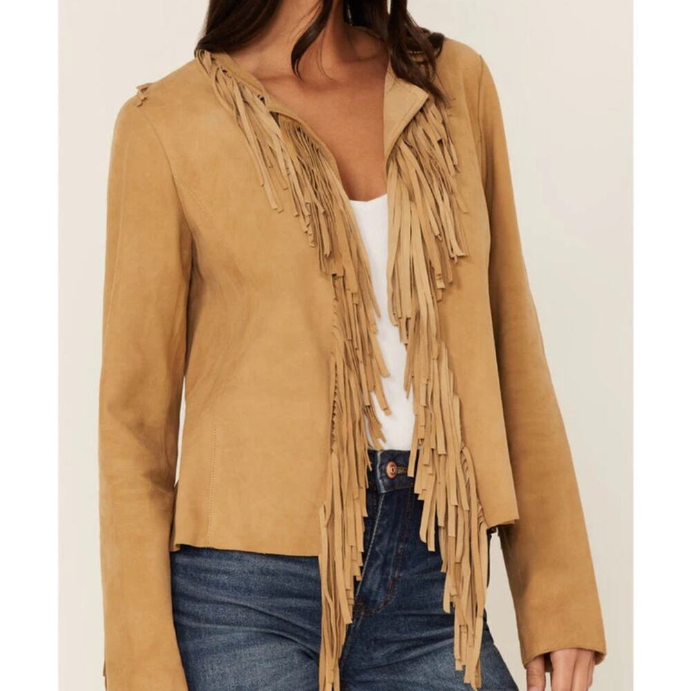 Adler Tan Fringe Women's Leather Jacket - Picture 9 of 9